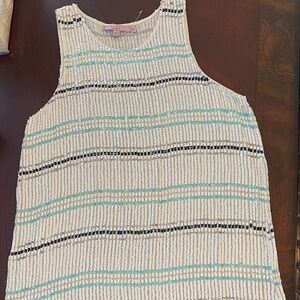 Calypso St. Barth Cream and Blue sequins Striped Tank Top